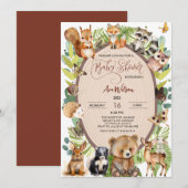 Woodland Forest Animal Baby shower Rustiek Schatti Kaart (Voorkant / Achterkant)