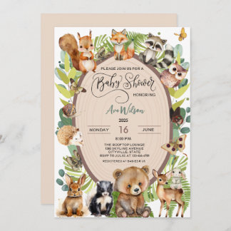 Woodland Forest Animal Baby shower Rustiek Schatti Kaart