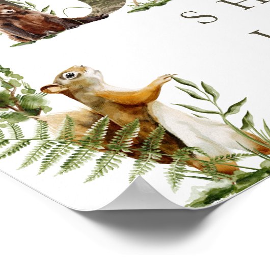 Woodland Forest Animal baby shower welkomstbord Poster (Hoek)