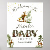 Woodland Forest Animal baby shower welkomstbord Poster (Voorkant)