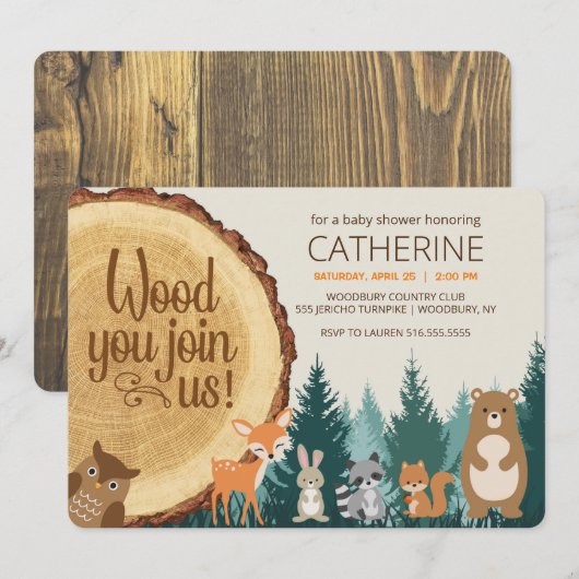 Woodland Forest Animal Baby's, Baby shower Kaart (Voorkant / Achterkant)