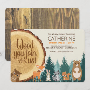 Woodland Forest Animal Baby's, Baby shower Kaart