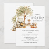 Woodland Forest Animal Boy Baby shower Uitnodiging (Voorkant / Achterkant)
