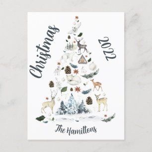Woodland Forest Animal kerstboom Briefkaart