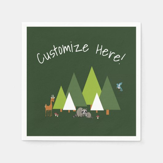 Woodland Forest Animal Party Papieren servetten (Voorkant)