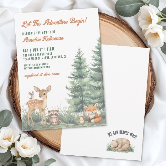 Woodland Forest Animals Adventure Baby Shower Kaart