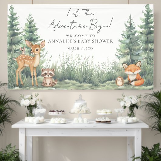 Woodland Forest Animals Adventure Baby Shower Spandoek