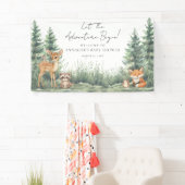 Woodland Forest Animals Adventure Baby Shower Spandoek (Insitu)