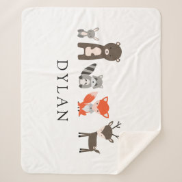 Woodland Forest Animals Baby Blanket Kawaii Cute Sherpa Deken