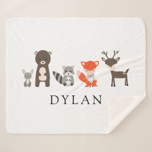 Woodland Forest Animals Baby Blanket Kawaii Cute Sherpa Deken