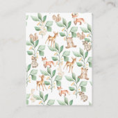 Woodland Forest Animals Baby Diaper Raffle Informatiekaartje (Achterkant)