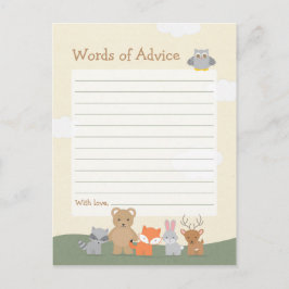 Woodland Forest Animals Baby shower Advice Kaarten