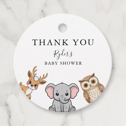 Woodland Forest Animals Baby Shower Bedankjes Labels (Voorkant)