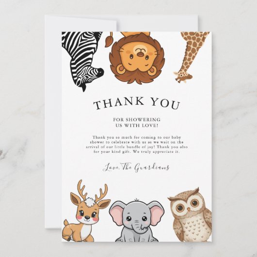Woodland Forest Animals Baby Shower Bedankkaart (Voorkant)
