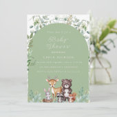 Woodland Forest Animals Baby shower Feestdagenkaart (Staand voorkant)