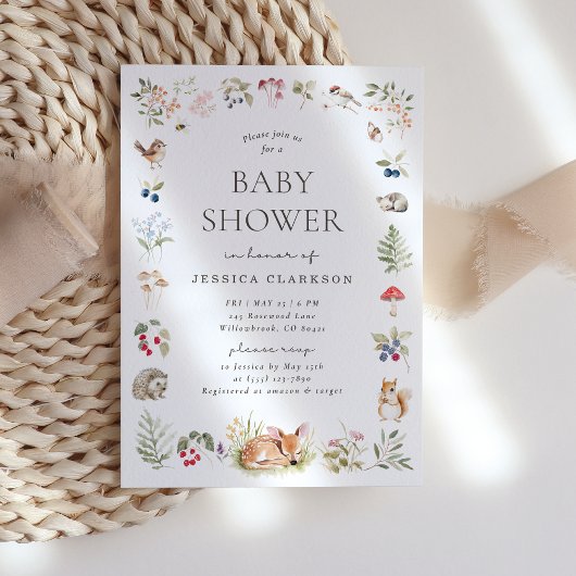 Woodland Forest Animals Baby Shower Invitation Aankondiging