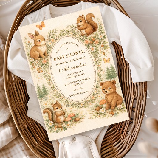 Woodland Forest Animals Baby Shower Kaart