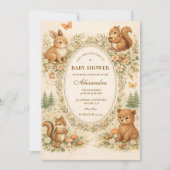 Woodland Forest Animals Baby Shower Kaart (Voorkant)