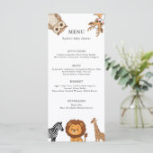 Woodland Forest Animals Baby Shower Menu (Staand voorkant)