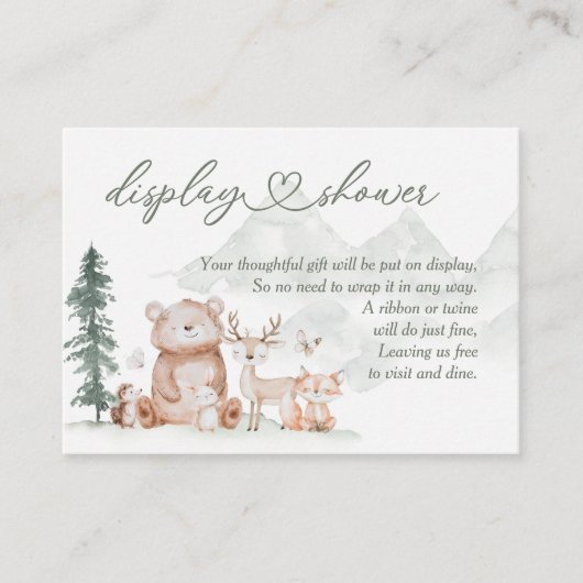 Woodland Forest Animals Baby shower met douche Informatiekaartje (Voorkant)