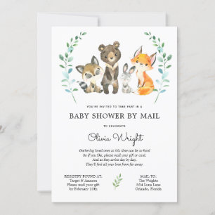 Woodland Forest Animals Baby shower per post Kaart