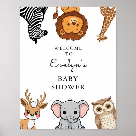 Woodland Forest Animals Baby Shower Poster (Voorkant)