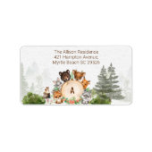 Woodland Forest Animals Baby shower retouradres Etiket (Voorkant)