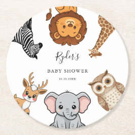 Woodland Forest Animals Baby Shower Ronde Kartonnen Onderzetter