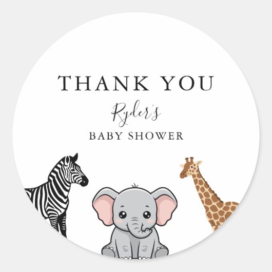 Woodland Forest Animals Baby Shower Ronde Sticker (Voorkant)