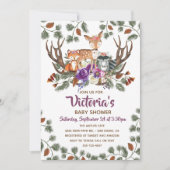 Woodland Forest Animals Baby Shower uitnodigingen (Voorkant)