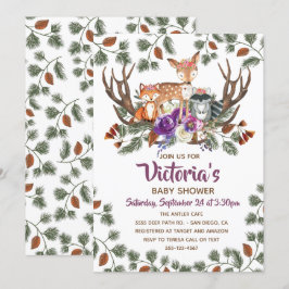 Woodland Forest Animals Baby Shower uitnodigingen