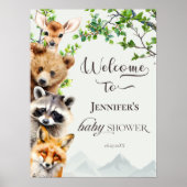 Woodland Forest Animals Baby Shower Welcome Poster (Voorkant)