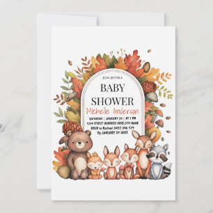 Woodland Forest Animals Beer Fox Baby shower Kaart