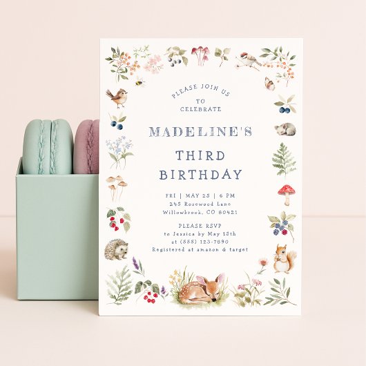 Woodland Forest Animals Birthday Invitation Kaart