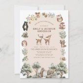 Woodland Forest Animals Couples Douche Baby shower Kaart (Voorkant)