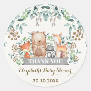 Woodland Forest Animals Dank je wel. Ronde Sticker