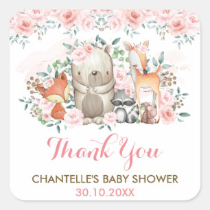 Woodland Forest Animals Dank je wel Vierkante Sticker