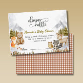 Woodland Forest Animals Diaper Raffle Baby Shower Informatiekaartje