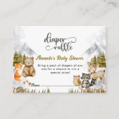 Woodland Forest Animals Diaper Raffle Baby Shower Informatiekaartje (Voorkant)