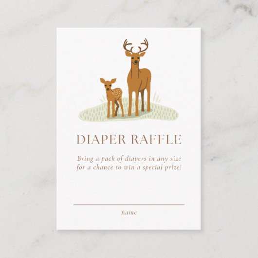 Woodland Forest Animals Diaper Raffle Informatiekaartje (Voorkant)