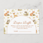 Woodland Forest Animals Diapper Raffle Informatiekaartje (Voorkant)