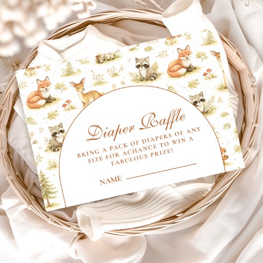 Woodland Forest Animals Diapper Raffle Informatiekaartje