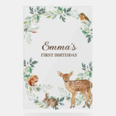 Woodland Forest Animals eerste verjaardag uitnodig Acryl Bord (Voorkant)