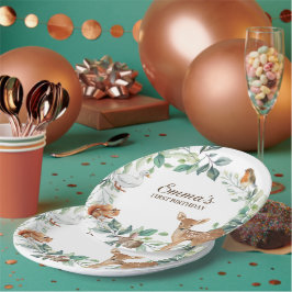 Woodland Forest Animals eerste verjaardag uitnodig Papieren Bordje