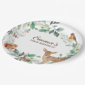 Woodland Forest Animals eerste verjaardag uitnodig Papieren Bordje (Gekanteld)