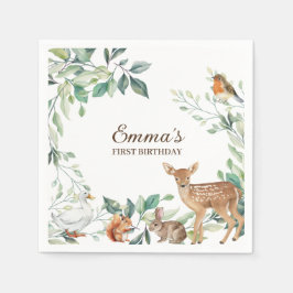Woodland Forest Animals eerste verjaardag uitnodig Servet