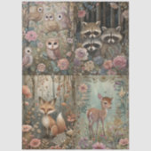 Woodland Forest Animals Floral Collage Decoupage Tissuepapier (Voorkant)