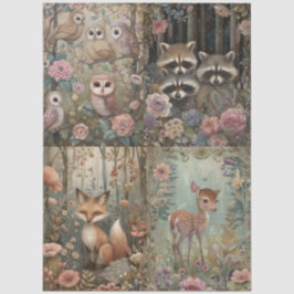 Woodland Forest Animals Floral Collage Decoupage Tissuepapier