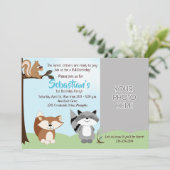 Woodland Forest Animals Foto Birthday Kaart (Staand voorkant)
