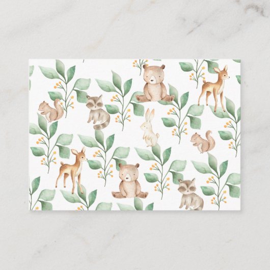 Woodland Forest Animals Gift Display Shower Informatiekaartje (Achterkant)